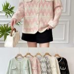 Cardigan de punto con diseño geométrico-K2517 - 4