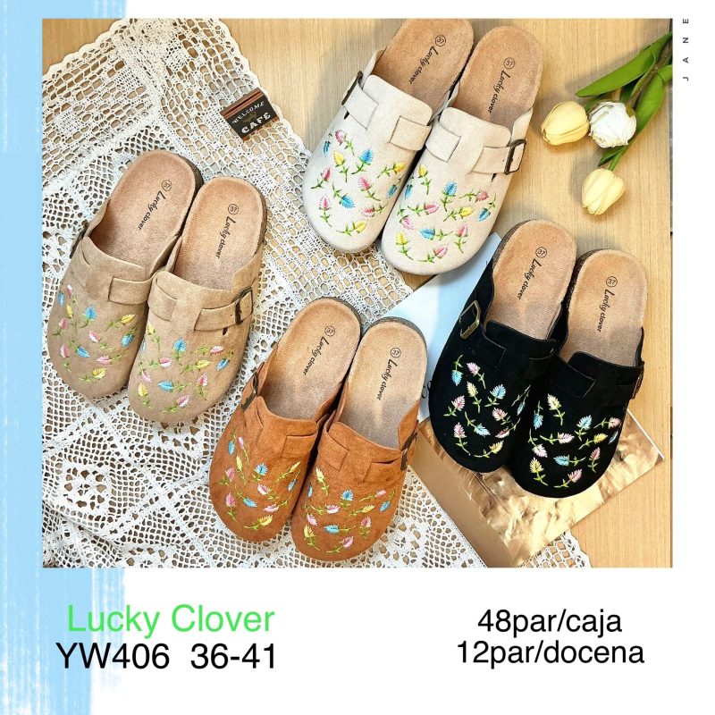 Sandalias bordadas Lucky Clover-YW406