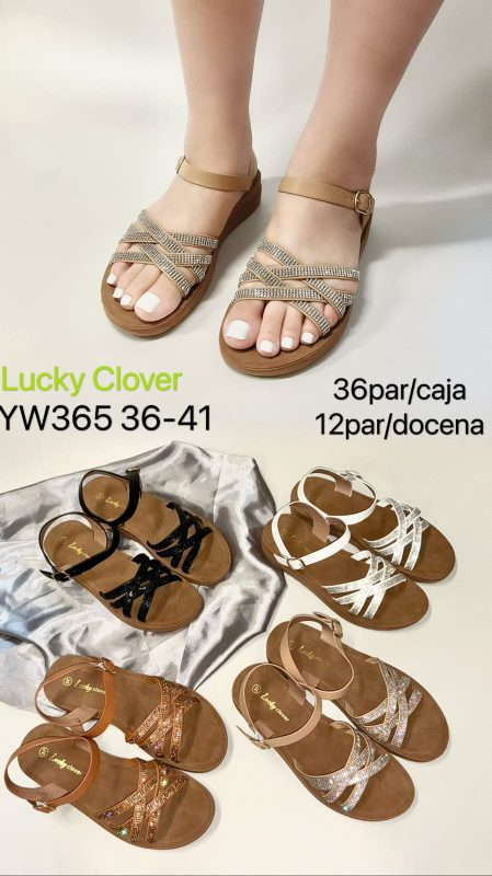 Sandalias cruzadas con brillantes-YW365