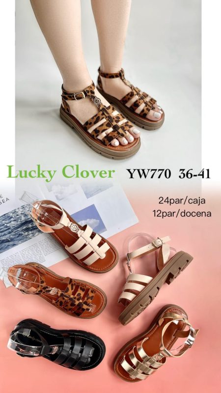 Sandalias de gladiador con estampado animal-YW770