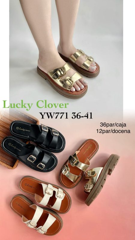 Sandalias de plataforma con hebilla Lucky Clover-YW771