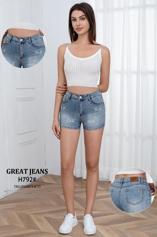 Shorts de mezclilla con detalles-H792