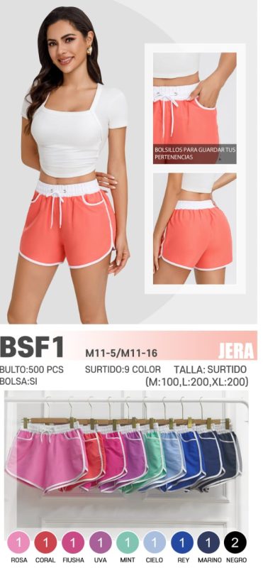 Shorts deportivos con bolsillos para mujer-BSF1