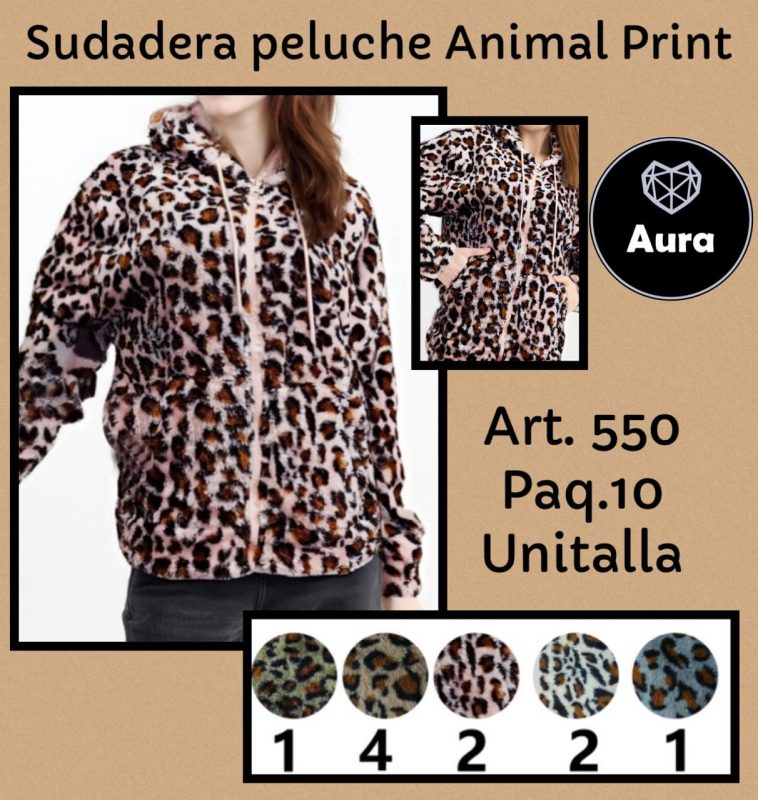 Sudadera peluche animal print-550