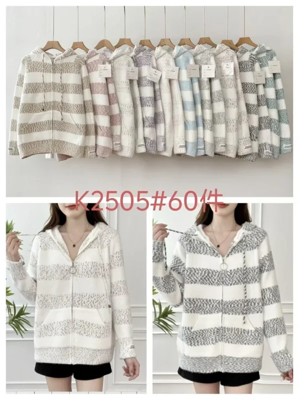 Sudadera con capucha a rayas-K2505