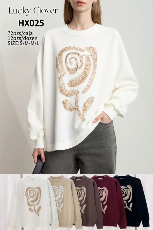 Sudadera con diseño de flor-HX025