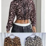 Sudadera crop con estampado de leopardo-YS200 - 1