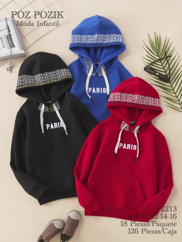 Sudadera infantil con capucha y estampado París-F2213