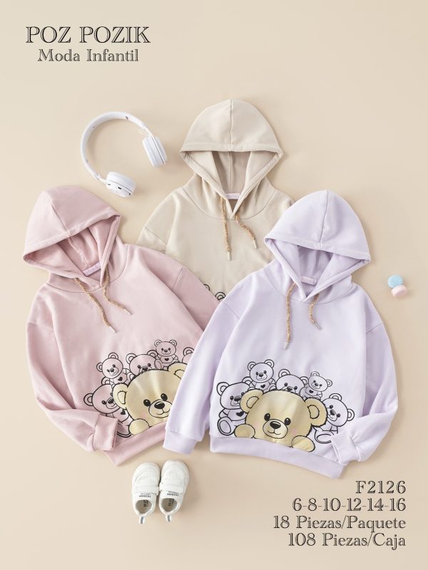 Sudadera infantil con estampado de ositos-F2126