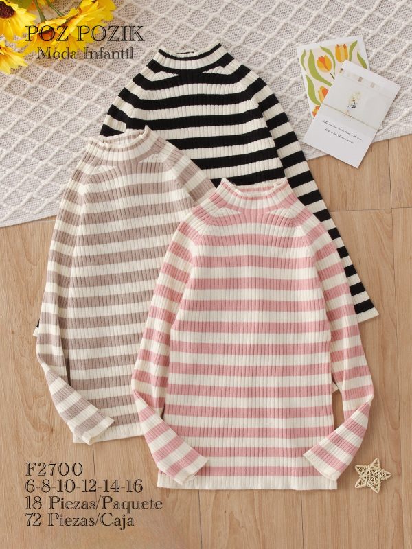 Suéter a rayas para niña-F2700
