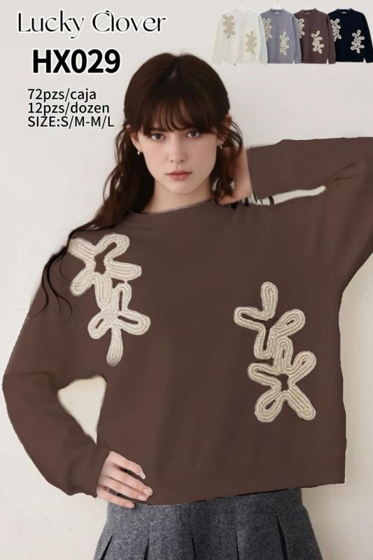 Suéter con bordado floral-HX029