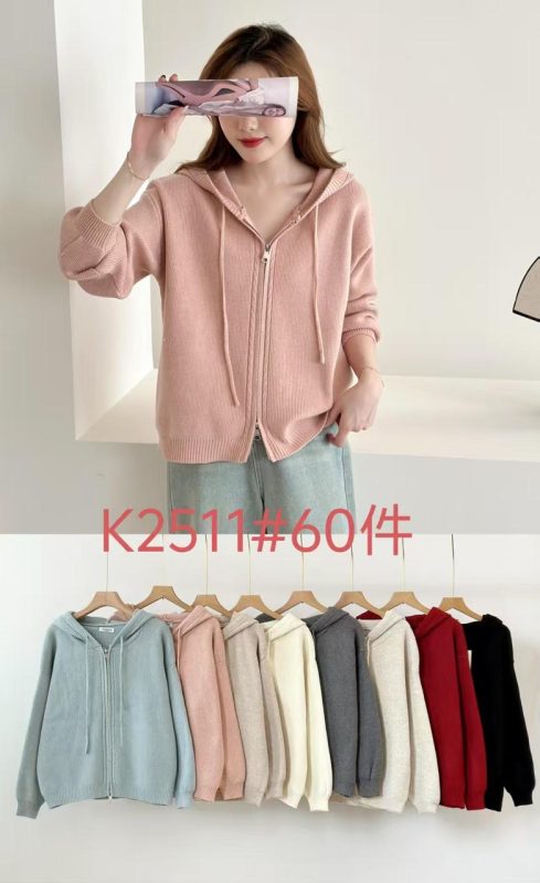 Suéter con capucha y cremallera-K2511