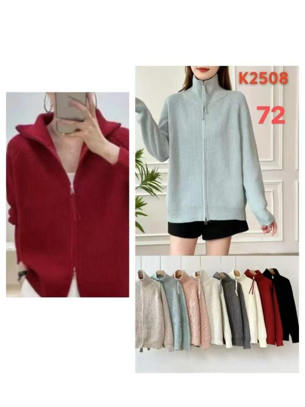 Suéter tipo cárdigan con cremallera-K2508