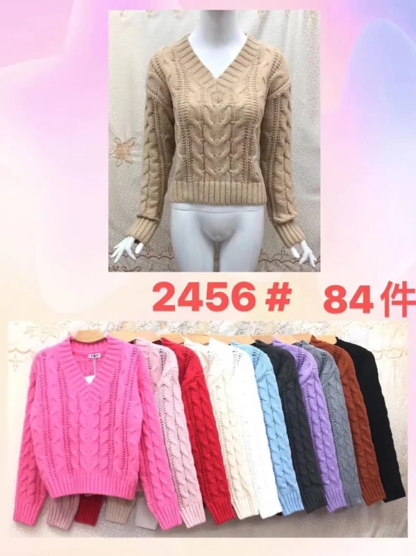 Suéter con cuello en V-2456