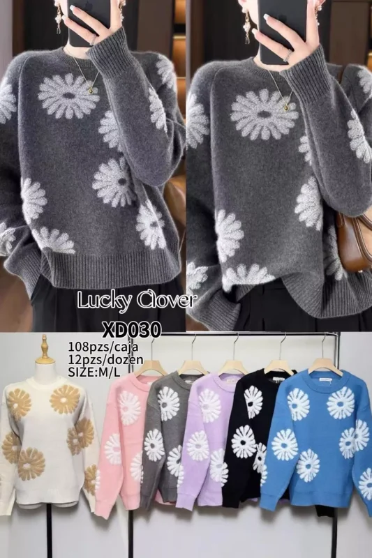 Suéter con diseño de flores-XD030
