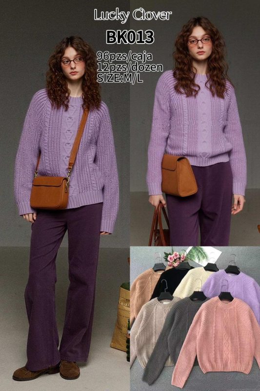 Suéter con diseño trenzado-BK013