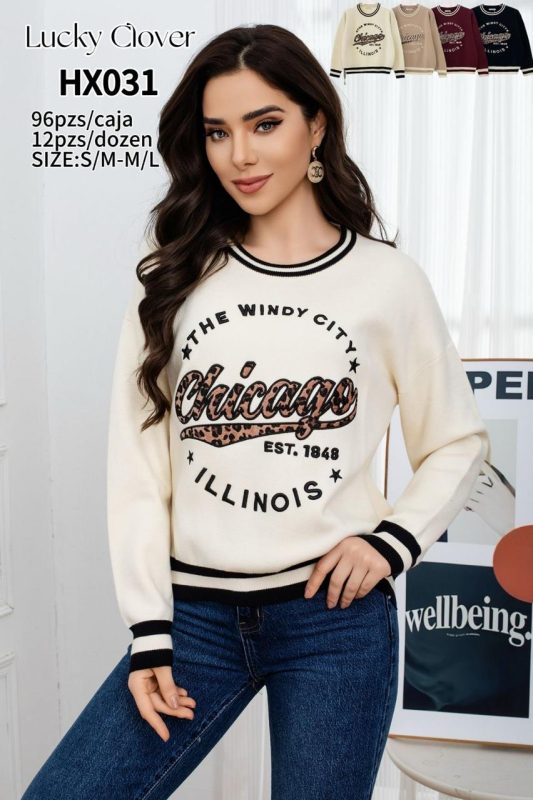 Suéter con estampado Chicago-HX031
