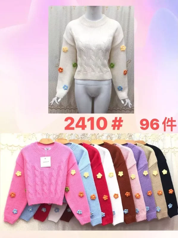 Suéter con flores en las mangas-2410