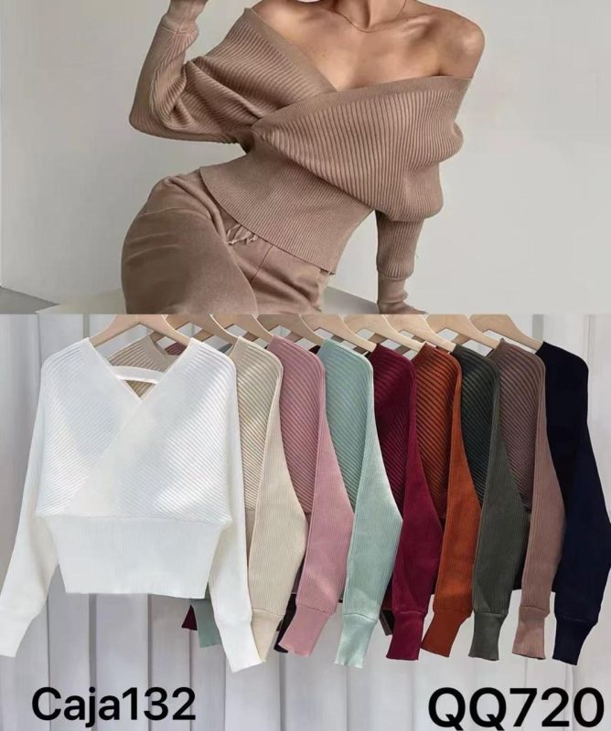 Suéter Cruzado de Canalé Manga Larga-QQ720