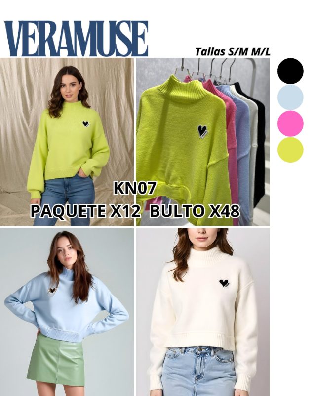 Suéter cuello alto con corazón-KN07