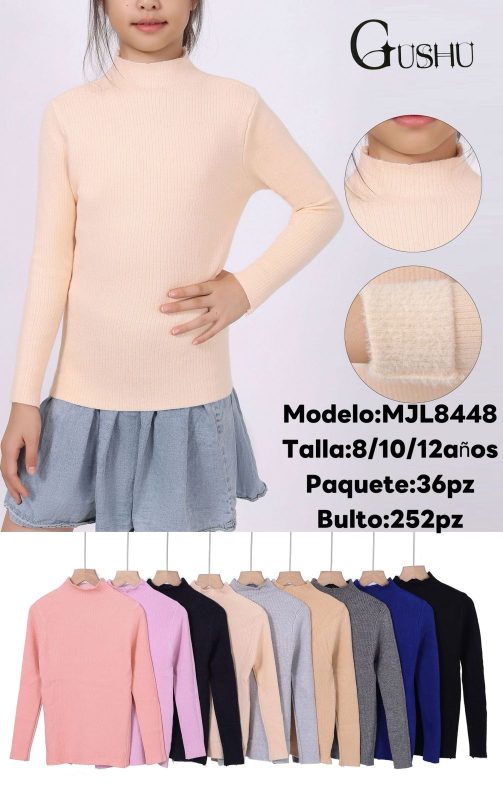 Suéter de cuello alto para niña-MJL8448