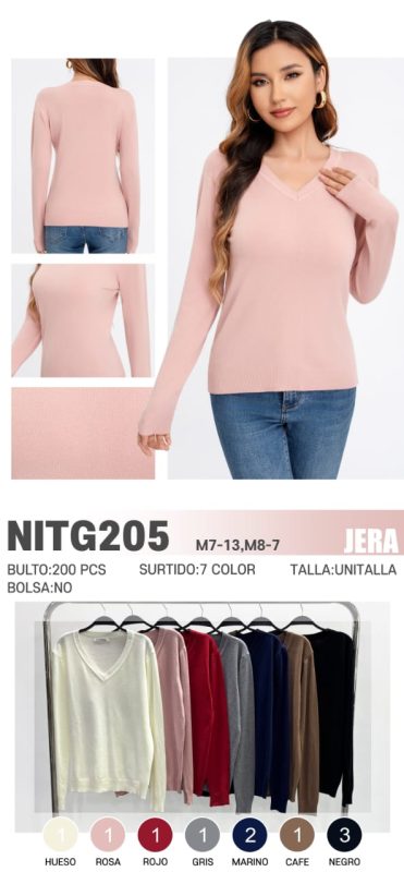 Suéter de mujer con cuello en V-NITG205