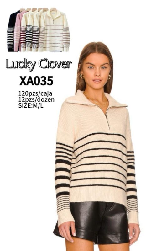 Suéter de punto a rayas-XA035