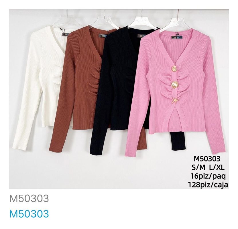 Suéter de punto con botones-M50303