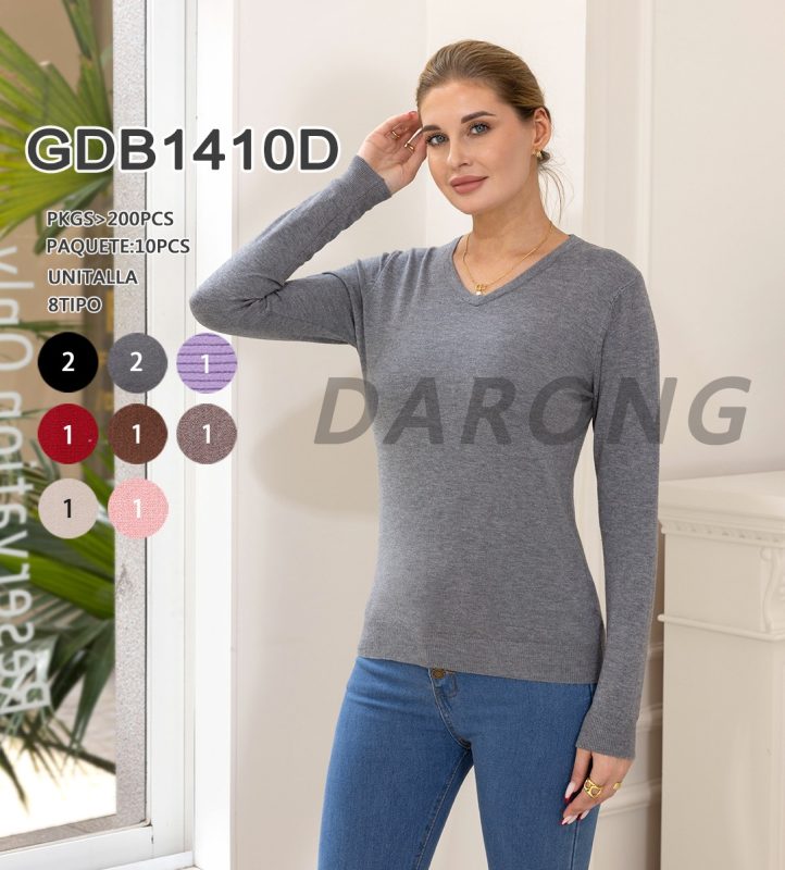 Suéter de punto con cuello en V-GDB1410D