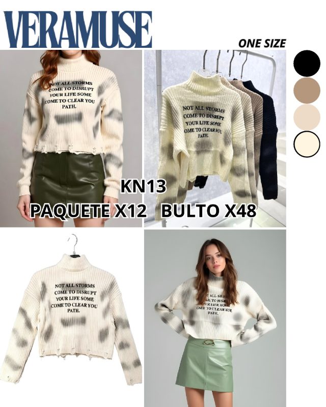 Suéter de punto con texto-KN13