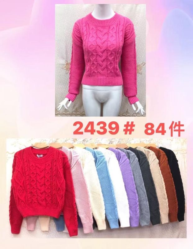 Suéter tejido con diseño de trenzas-JY2439