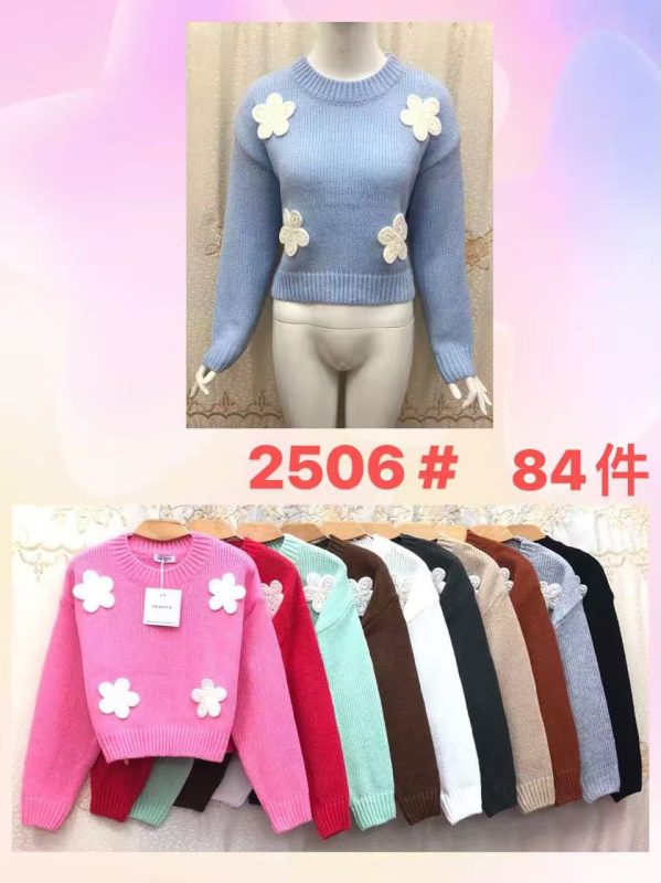 Suéter tejido con flores-JY2506