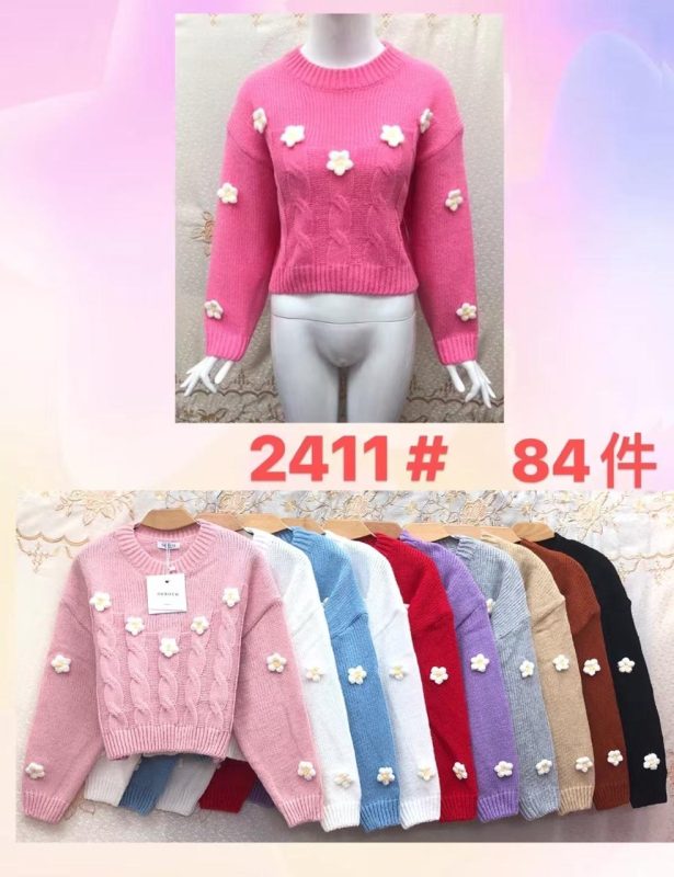 Suéter tejido con flores-JY2411