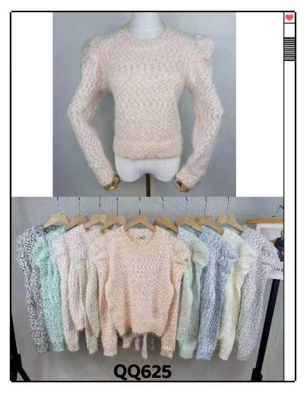 Suéter tejido con mangas abullonadas-QQ625