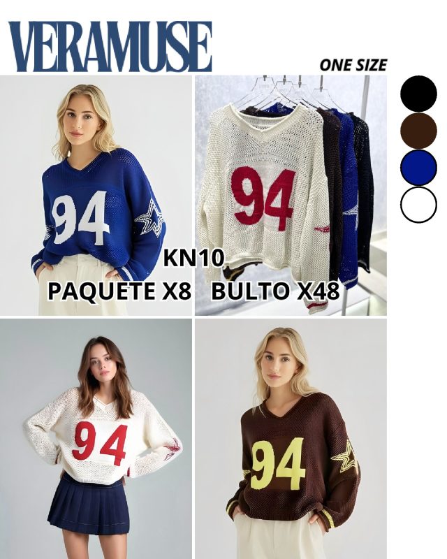 Suéter tejido con número-KN10