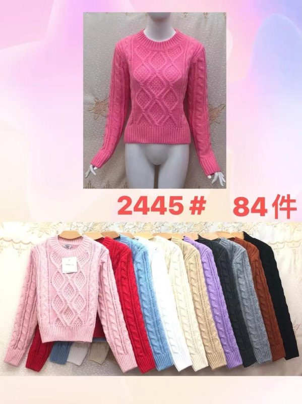 Suéter tejido con patrón de rombos-JY2445