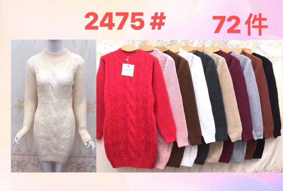 Vestido de punto trenzado-JY2475