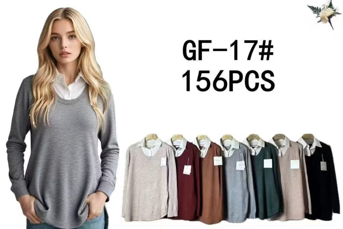 Suéter con cuello redondo y camisa-GF17