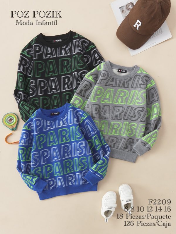 Suéteres para niño con estampado Paris-F2209