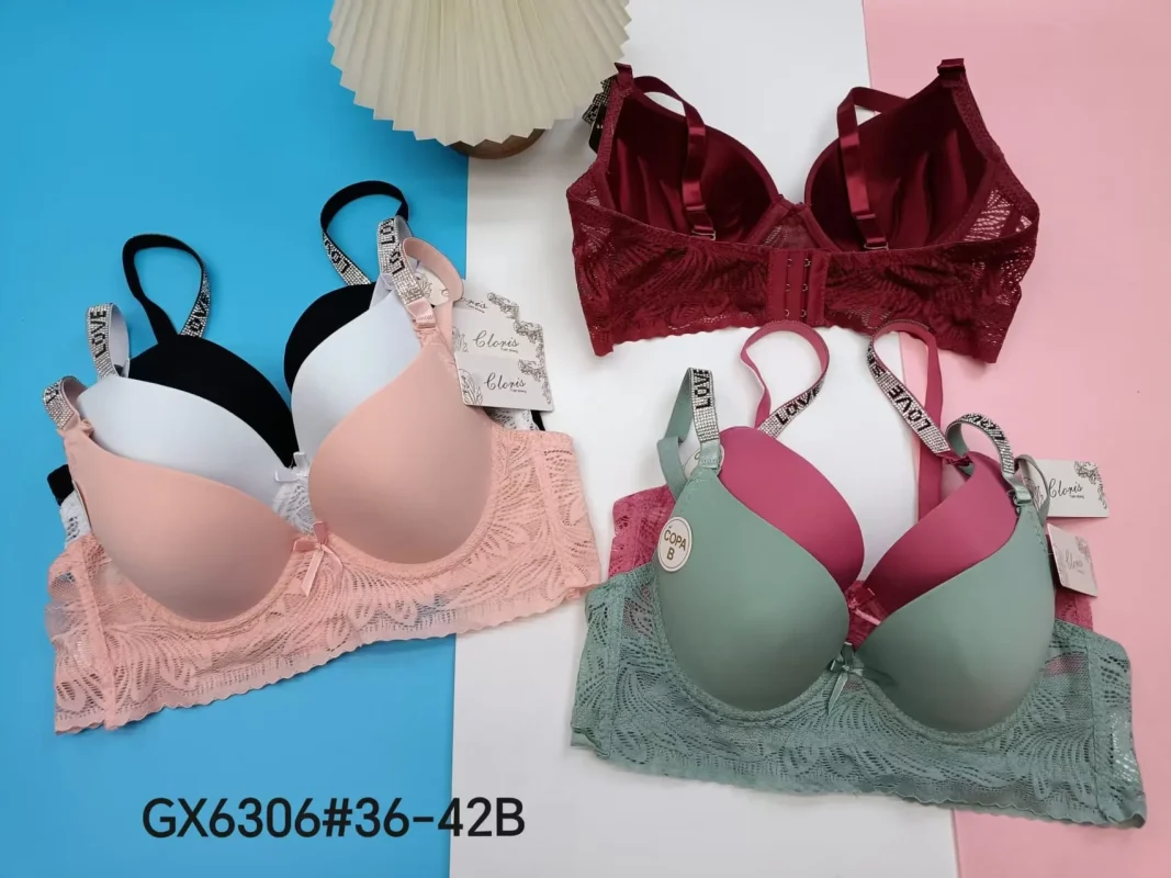 Sujetador con encaje y tirantes con diseño-GX6306