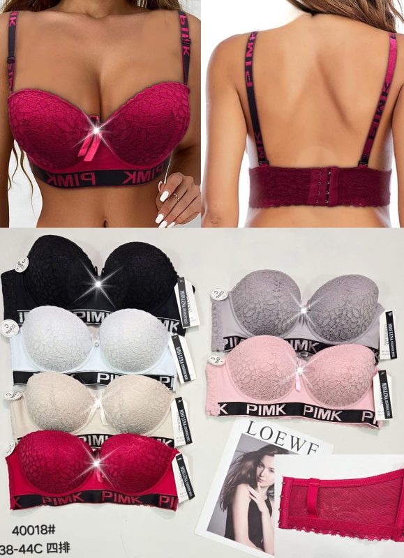 Sujetador strapless con encaje-40018#