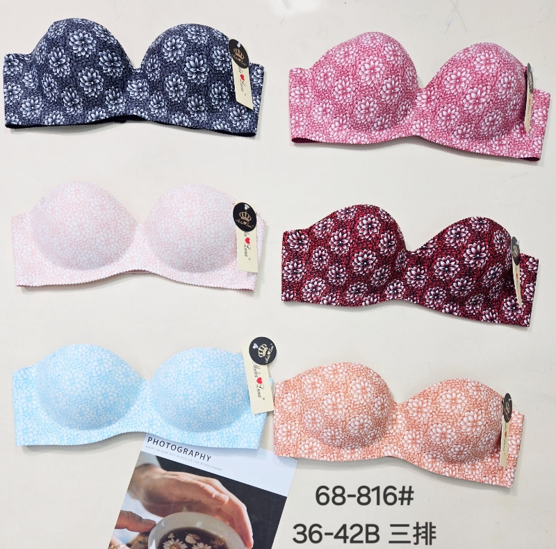 Sujetador strapless con estampado floral-68-816#