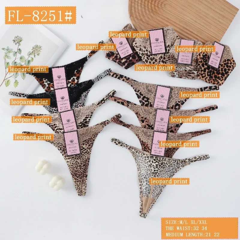 Tanga con estampado de leopardo-FL-8251