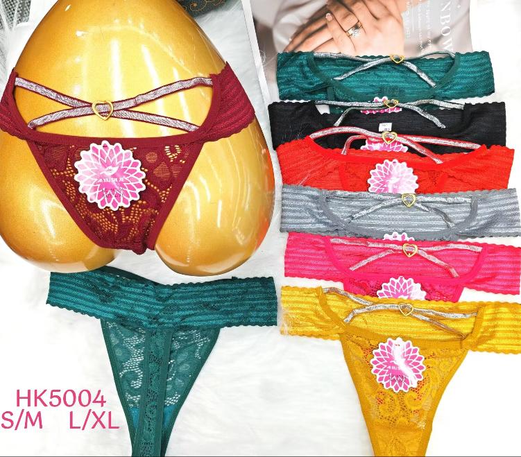 Tanga de encaje con adorno de corazón-HK5004