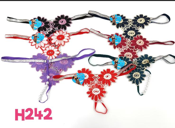 Tanga de encaje con flores-H242