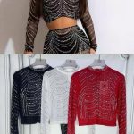 Conjunto crop top y falda con detalles brillantes-YS211 - 2