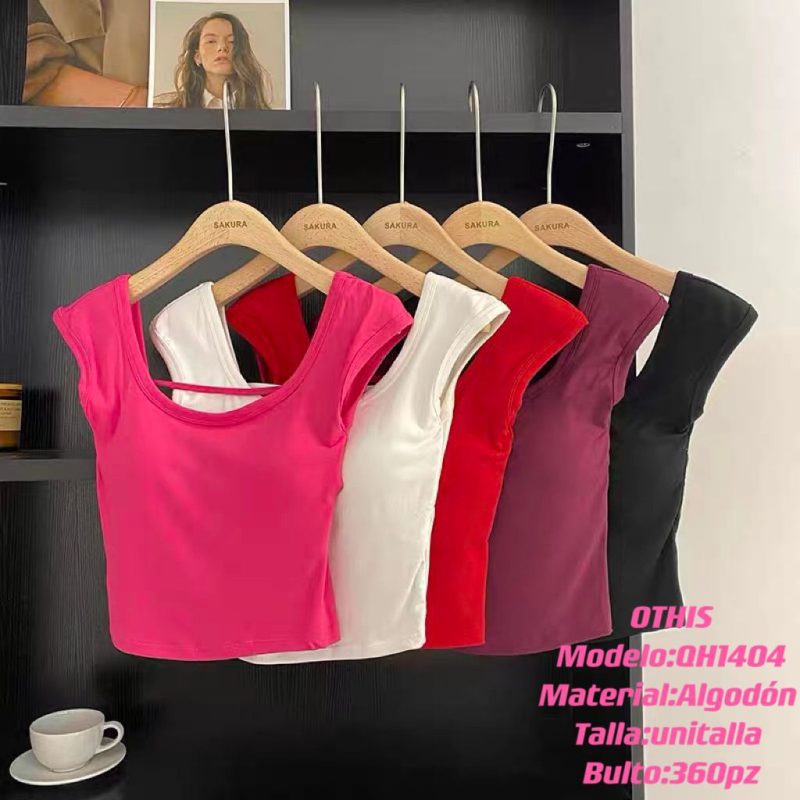 Top corto de algodón-QH1404