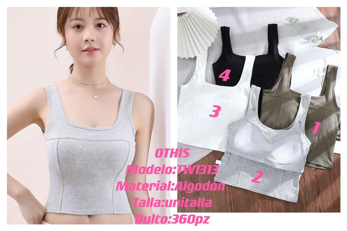Top de algodón con almohadillas-TW1313