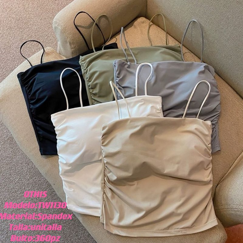 Top de tirantes con detalle fruncido-TW1130