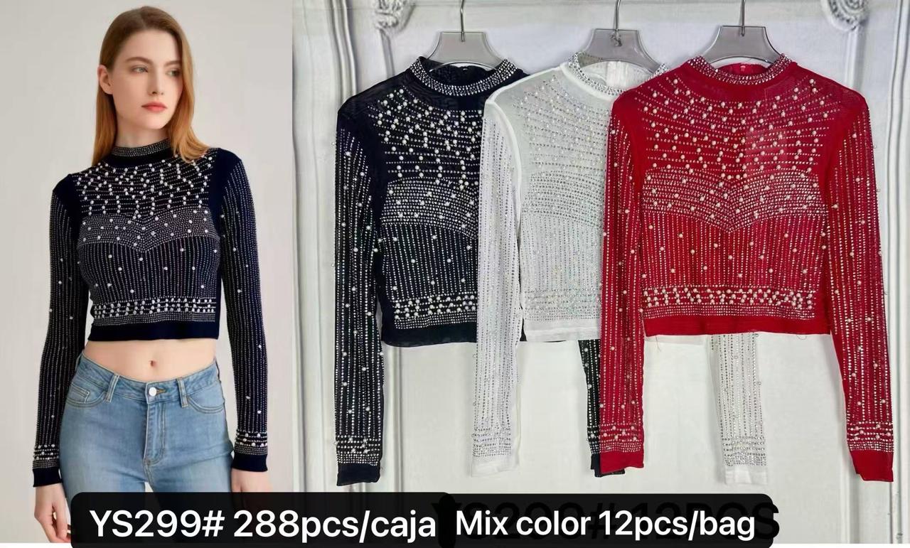 Crop top con perlas-YS299